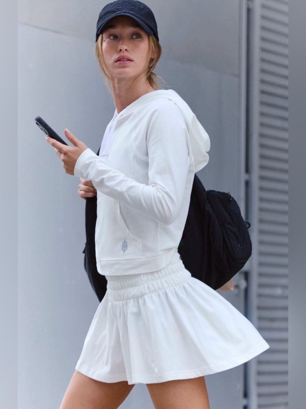 FP Movement by Free People ~ Hot Shot Smocked Skirt Set ~ Small ~ White ~ *NWT*